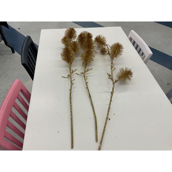 Glittered Spiky Floral Stems - Gold Retail $25.00