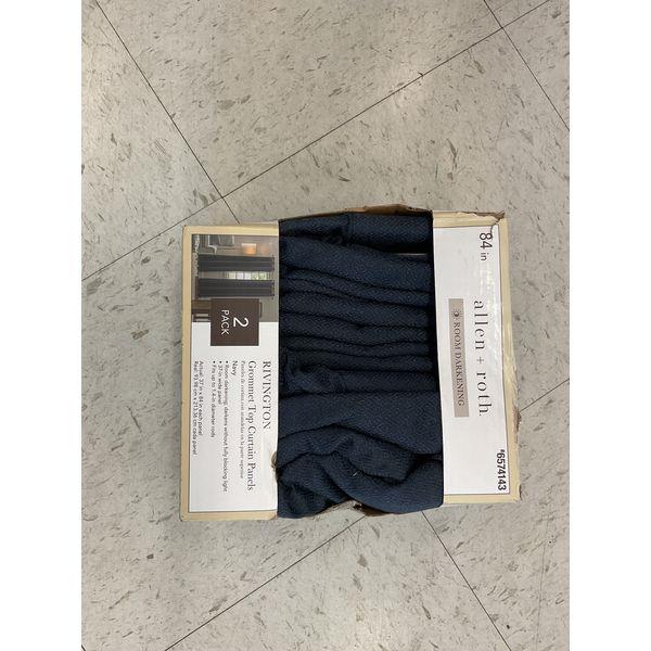 allen + roth Rivington Grommet Top Curtain Panels - Room Darkening, Navy, 84 in, 2 Pack Retail $45.00