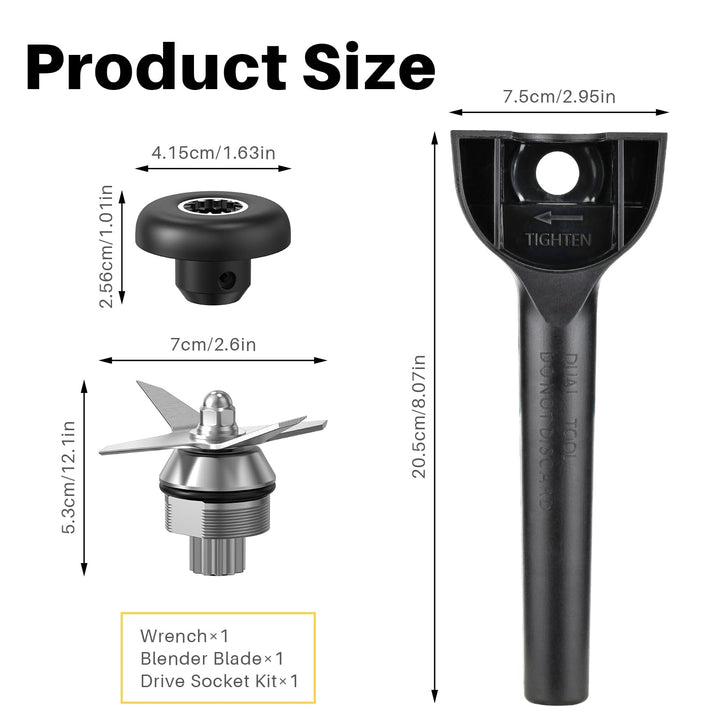 Blade Replacement Parts Compatible with Vitamix, Blender Wet Blade Replacement Assembly with Wrench and Drive Socket Replacement Compatible With Vitamix 64oz and 32oz Container