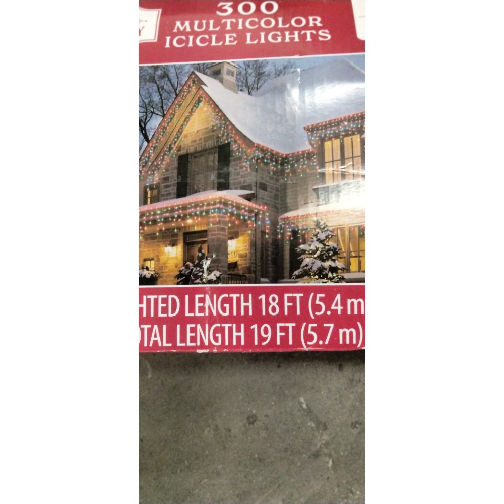 Holiday Time 300 Multicolor Icicle Lights - 18 ft Lighted Length, Indoor/Outdoor Retail $25.00