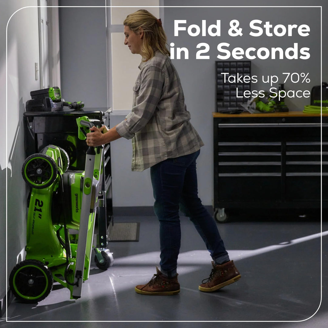 Greenworks 60V 21â€ Dual-Blade Self-Propelled Lawn Mower with (2) 5.0 Ah Batteries & Rapid Charger
