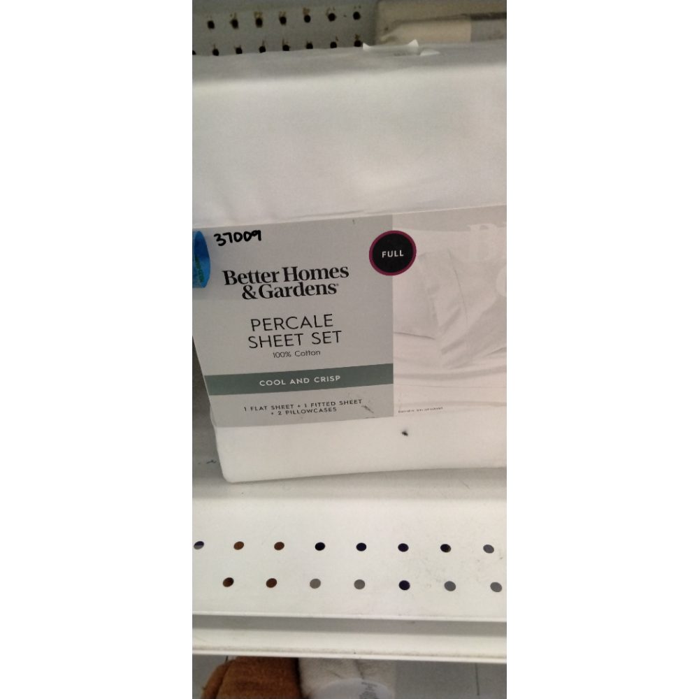 Better Homes & Gardens Cool & Crisp 4-Piece 300 Thread Count Arctic White Cotton Percale Sheet Set  Full