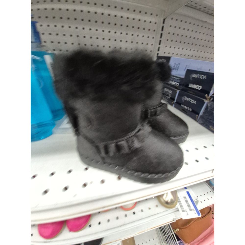 Kids Winter Boots - Fur Trim, Black