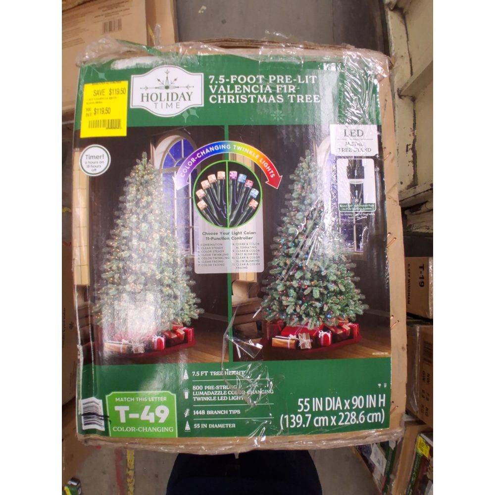 Holiday Time 7.5-Foot Pre-Lit Valencia Fir Christmas Tree - Color-Changing Lights Retail $119.00