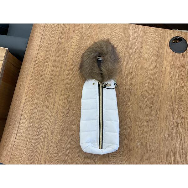 Icewear wine bottle puffy parka jacket white gold zipper and black Retail $16.99