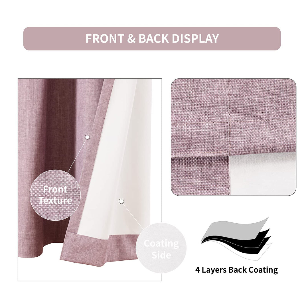 D E CURTAIN 100% Blackout Curtains for Bedroom, Full Room Darkening Curtains 96 inches for Quality Sleep Long 2 Panels(52 x 96 Inch,Light Purple Drapes)