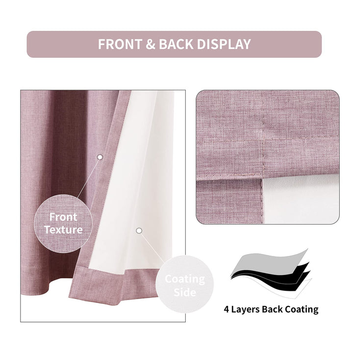 D E CURTAIN 100% Blackout Curtains for Bedroom, Full Room Darkening Curtains 96 inches for Quality Sleep Long 2 Panels(52 x 96 Inch,Light Purple Drapes)