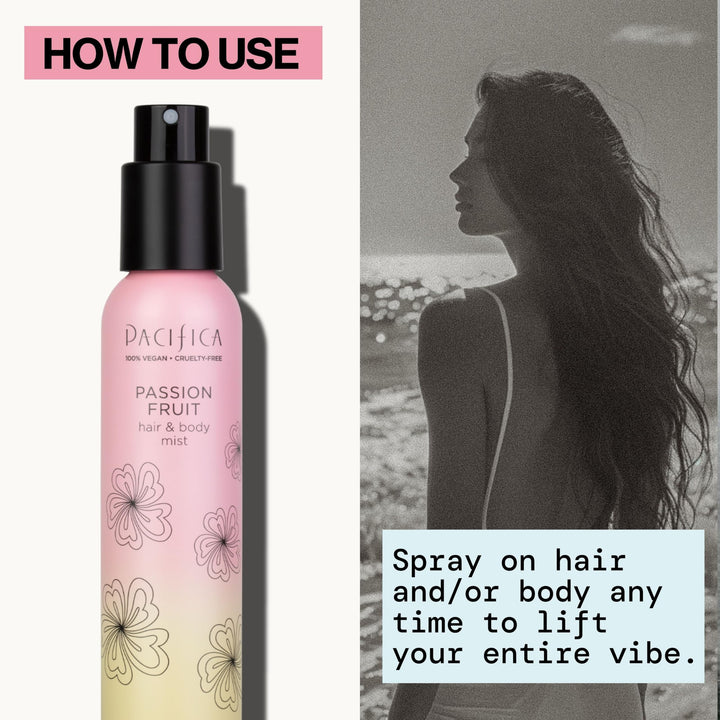 Pacifica Hair Mist Perfume & Full Body Spray for Women - Passion Fruit Body Mist Fragrance w/Pineapple, Orange Blossom, Vanilla, Sandalwood & Bergamot Ã¢â‚¬â€œ Alcohol-Free, Vegan & Cruelty-Free, 5 oz