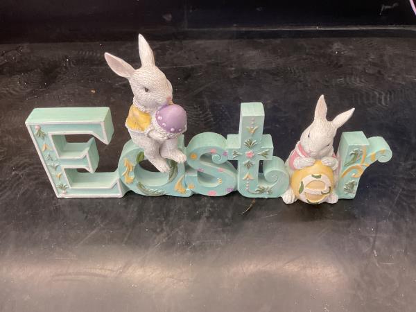 Easter Bunny Resin Figurine Sign - Pastel Green Retail $25.00