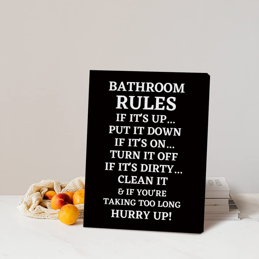 Funny Quote Bathroom Rules Canvas Wall Art Prints Rustic Farmhouse Bathroom Themed Art Decor for Office Home Bathroom Restroom Toilet,Housewarming Gifts,11Ã¢â‚¬Âx14Ã¢â‚¬ÂInch Paintings Art Decor(251)