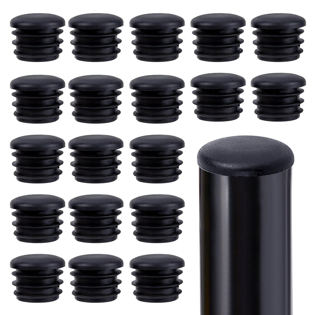 GORGECRAFT 20 Pieces 1In Round Plastic Plugs Black End Caps Plug Pipe Tubing End Cap Chair Leg Inserts for Metal Legs Fences Glide Protection from Chair Legs and Furniture, Column