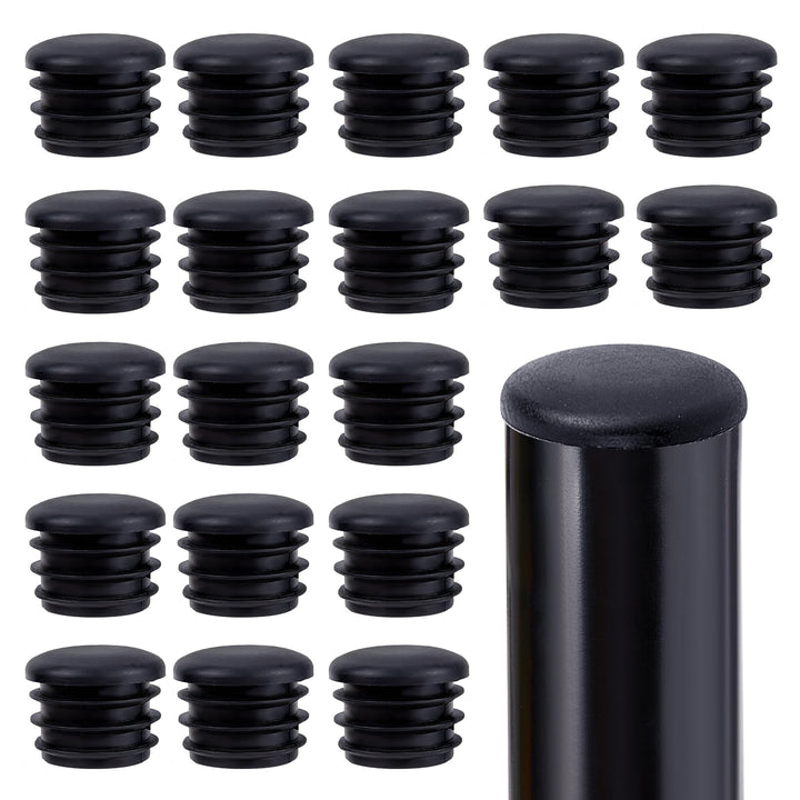 GORGECRAFT 20 Pieces 1In Round Plastic Plugs Black End Caps Plug Pipe Tubing End Cap Chair Leg Inserts for Metal Legs Fences Glide Protection from Chair Legs and Furniture, Column