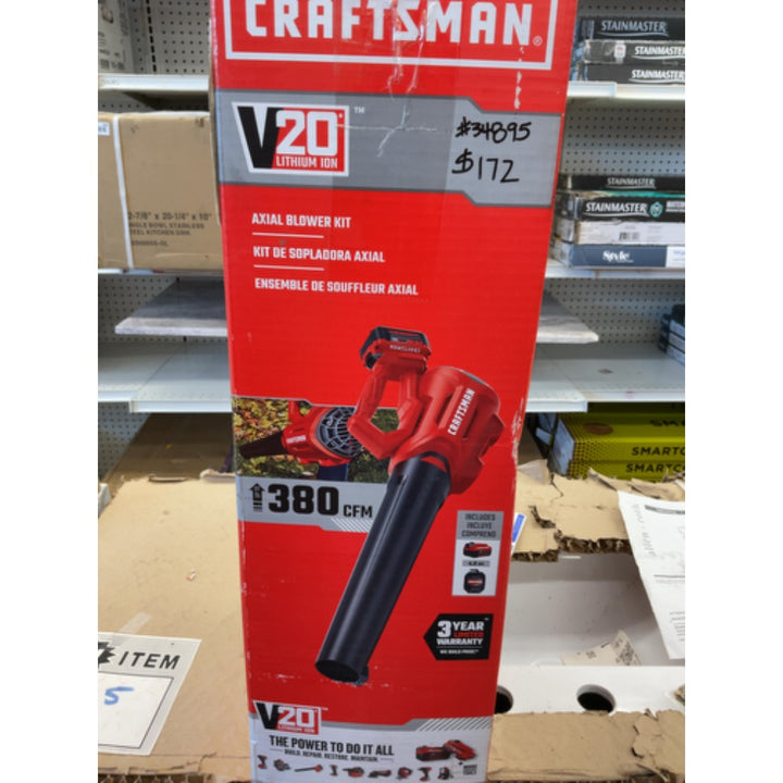 CRAFTSMAN V20 Cordless Axial Leaf Blower Kit with 4.0 Ah Battery and Charger (CMCBL700M1)