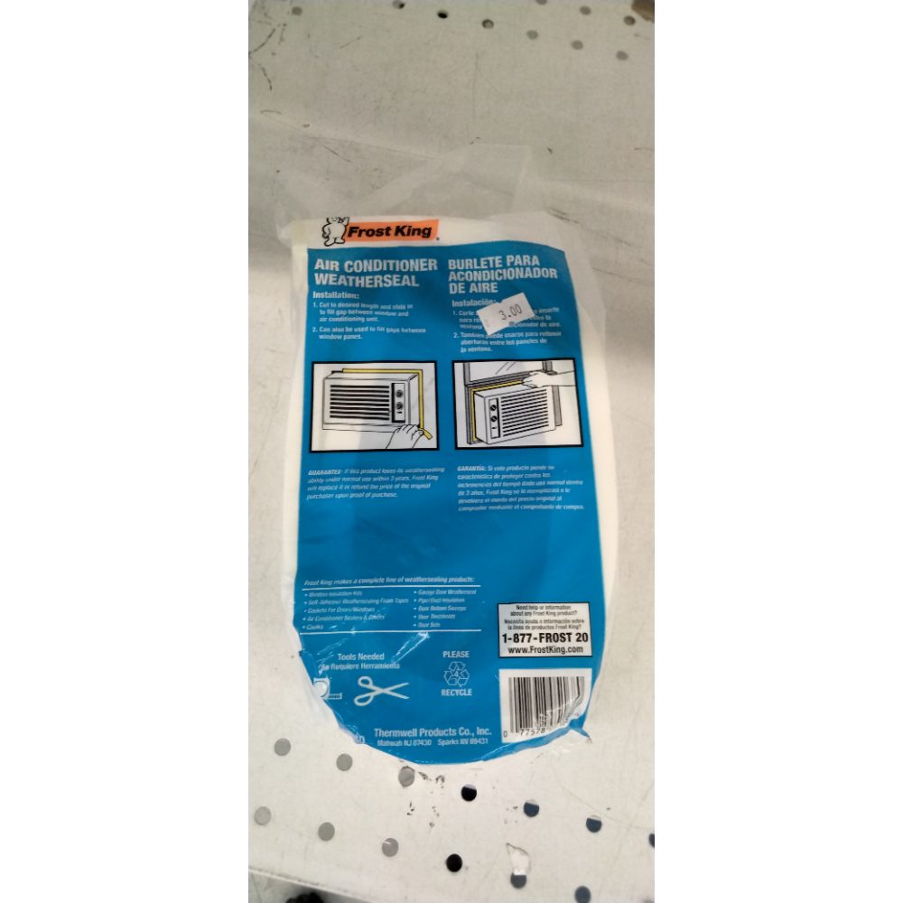 Frost King AC41WA AC Foam Weather Seal, Heavy Duty 1-1/2" W, 1/2" T, 40" L, White
