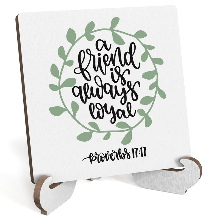 Bible Verse Table Desk Decor Inspirational Rustic Christian Wood Sign Plaque with Wooden Stand, Motivational Religious Positive Vintage Decor for Tabletop Desktop Shelf Shelves Countertop Foyer Table
