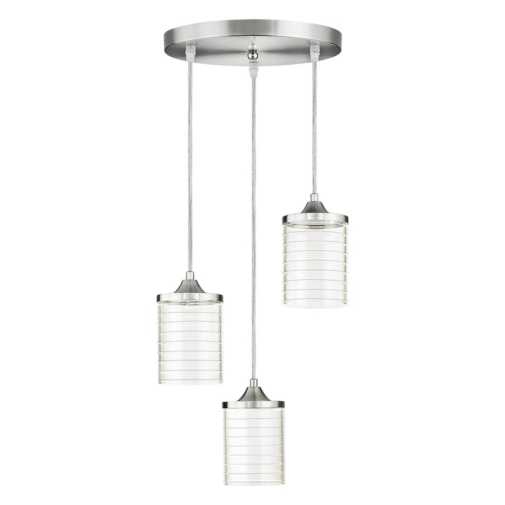 JAZAVA 3-Lights Modern Pendant Light, Brushed Nickel Cluster Pendant Lighting, Adjustable LED 24W 3CCT 3000/4500/6000K Hanging Light Fixture for Kitchen Island Dining Room Bedroom Hallway, PL106BN Retail $102.00