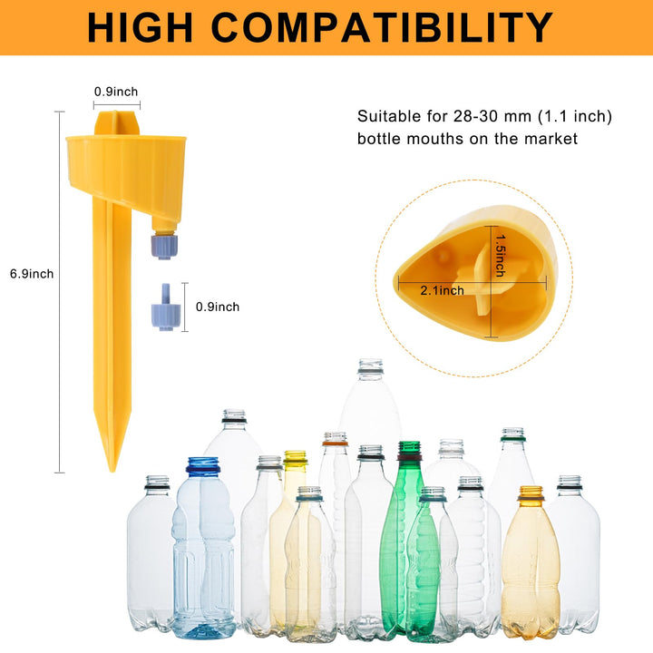 Ohayooz Updated Design Self Watering Spikes, Auto Plant Watering Devices with Adjustable Drip Valve, Bevel & Dual Runner Spouts Simple Self Watering Devices for Outdoor Indoor Garden Plants