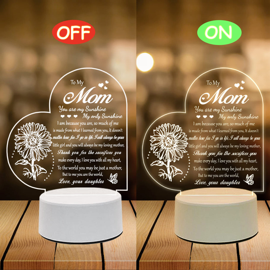 LE XIAOXI Mom Gifts, Gifts for Mom from Daughter - Acrylic Engraved Night Light