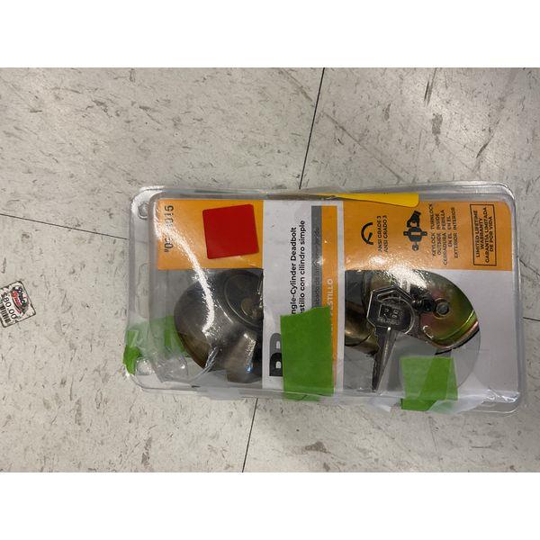 Defiant Single-Cylinder Deadbolt - ANSI Grade 3, Key Lock, Turn Lock - Exterior/Interior - Brass