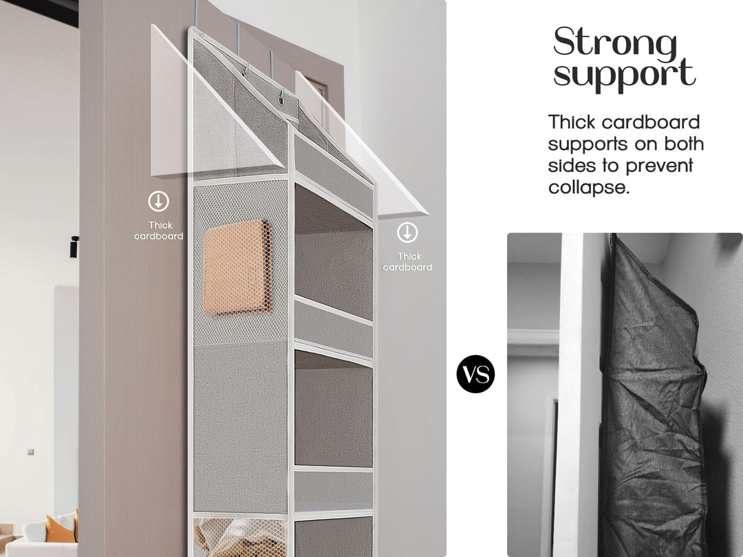 LoforHoney Home Hat Rack for Door, 5-Shelves Hat Organizer for Baseball Caps, Over Door Hat Storage with Clear Window, Cap Holder Organizer, Light Gray, 15.8'x3.1'x49.6'