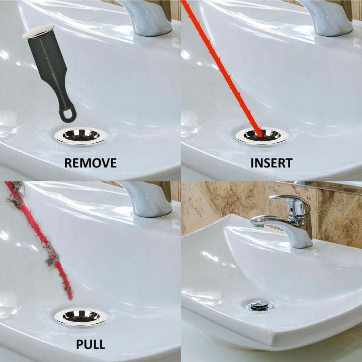 PF0412 24" Ergonomic Multipurpose Grabber Jewelry Retriever Pick-up Tool 22" Drain Clog Cleaner Auger Snake Hair Catcher for Kitchen/Bathroom Sink Tub Toilet