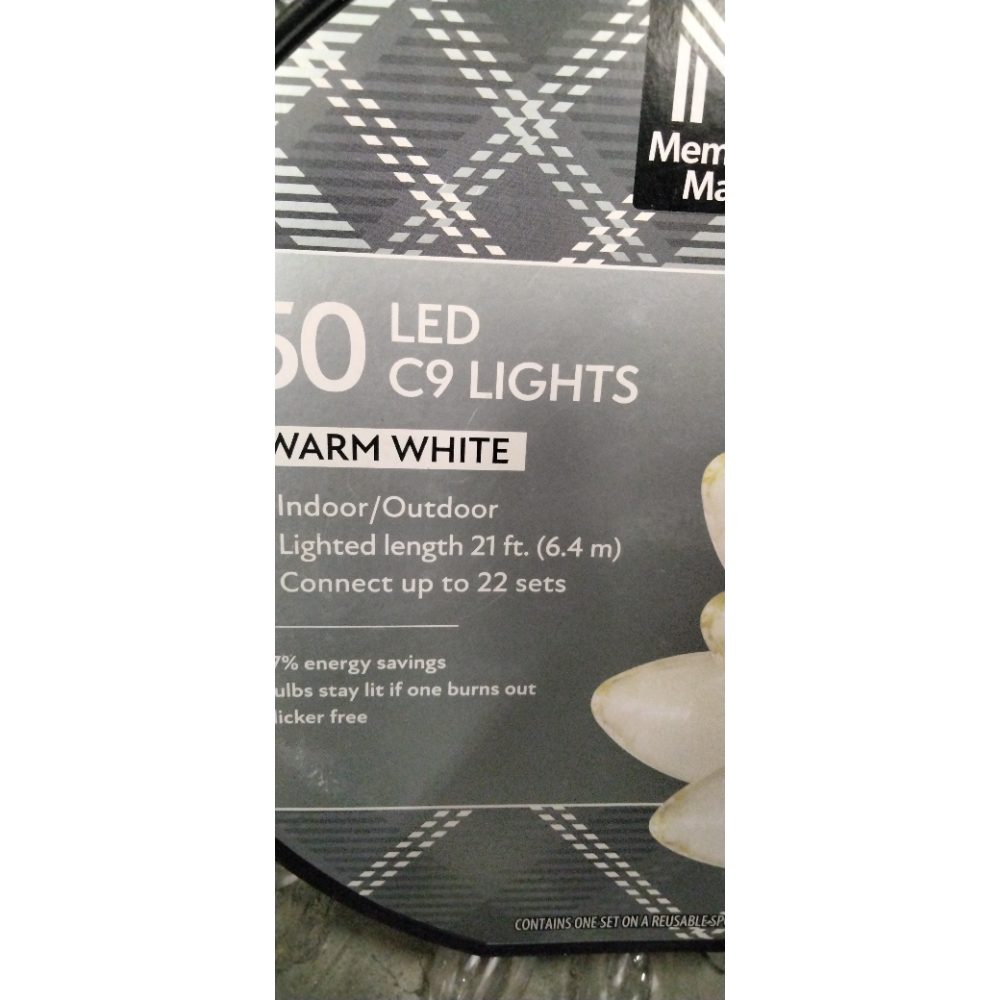 Member's Mark 50 LED C9 Lights - Warm White, Indoor/Outdoor, Connect Up to 22 Sets Retail $30.00