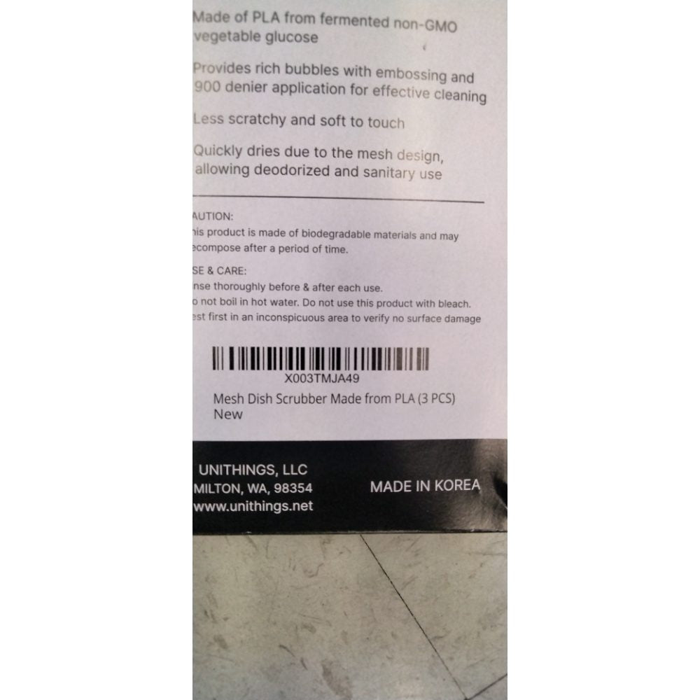 Mesh Dish Scrubber Made from Biodegradable Eco-Friendly Plant-Based Natural Material (3 PCS) - No Odor Fast Drying Non-Scratch Net for Dish Washing