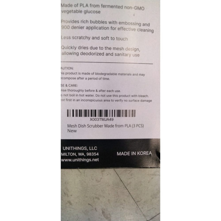 Mesh Dish Scrubber Made from Biodegradable Eco-Friendly Plant-Based Natural Material (3 PCS) - No Odor Fast Drying Non-Scratch Net for Dish Washing