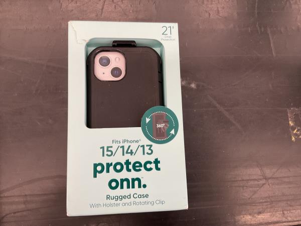 Onn. Protect Rugged Case - Fits iPhone 15/14/13, Holster, Rotating Clip Retail $20.00
