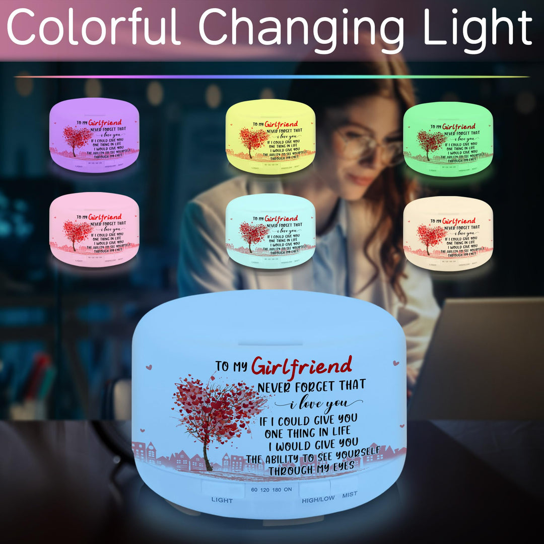 Valentines Day Gifts for Girlfriend, Girlfriend Gifts 500ml Aromatherapy Diffuser with Remote Control, 4 Timer Setting, 7 Color Setting, Auto Shut-Off, Gifts for Girlfriend on Valentines Day for Her
