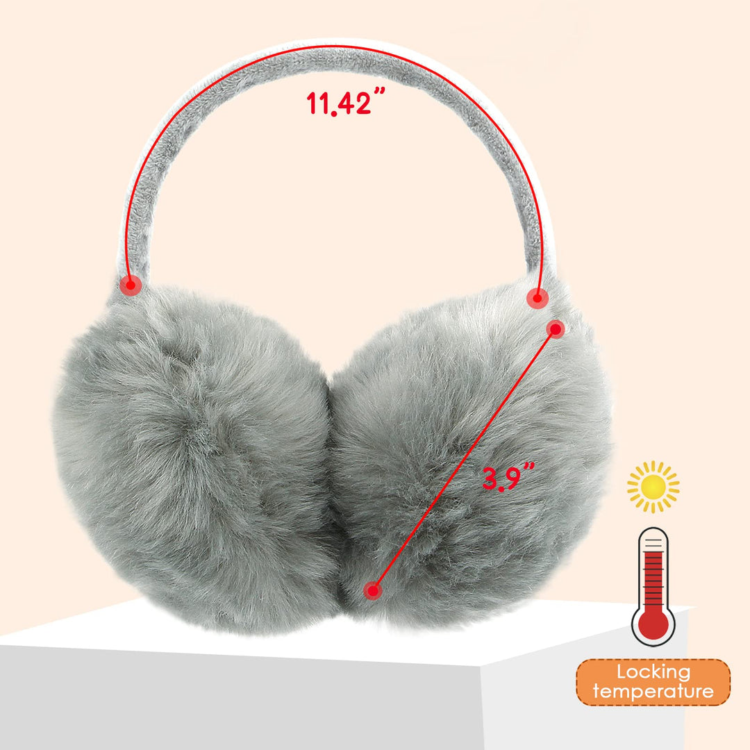 FSTEOE Winter Ear Muffs Women Warm Earmuff Girls Ear Warmers Soft Plush Outdoor Adjustable Ear Cover (Grey) Retail $18.00