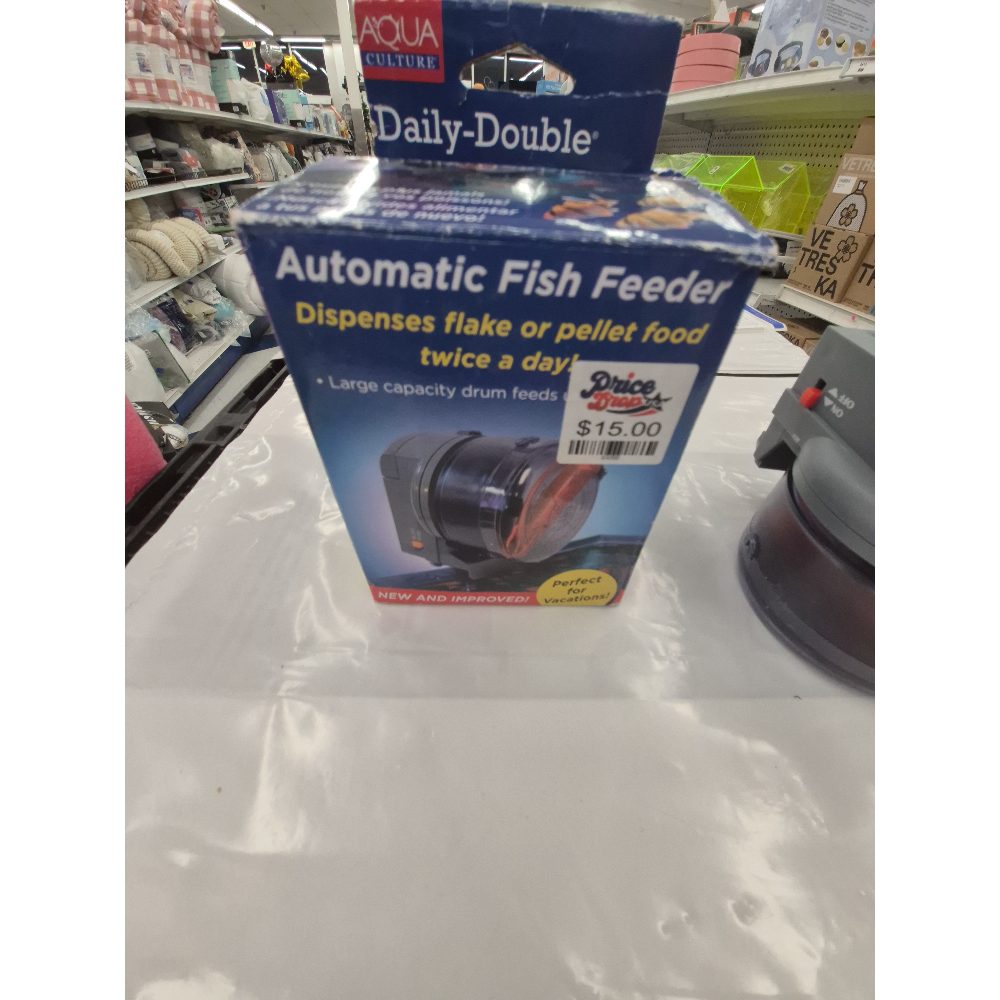 Aqua Culture Daily-Double Automatic Fish Feeder, Dispenses Flake/Pellet Food Twice a Day
