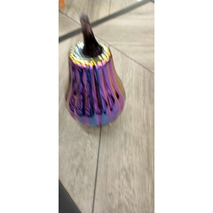 Set of 6 Dark Iridescent Glass Pumpkins & Gourds 5" Tall Decorative Accents