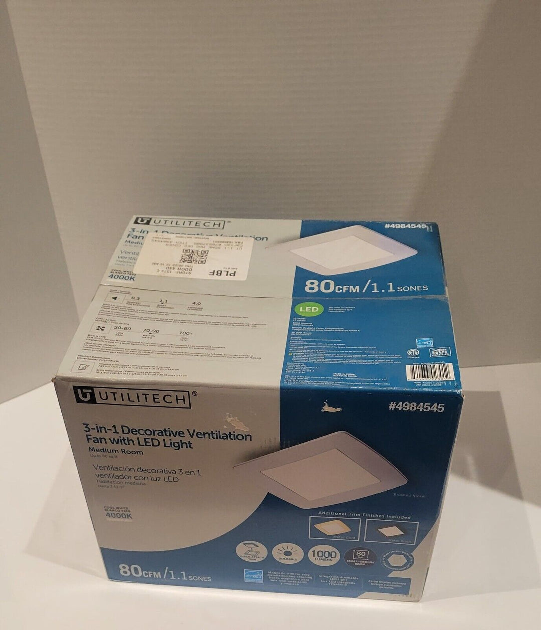 Utilitech Ventilation Fan 1-Sone 150-CFM Lighted Vent Fan Bathroom Fan