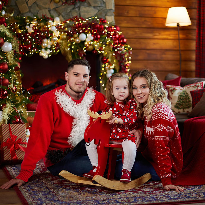 Men's Ugly Christmas Sweaters, Funny Novelty 3D Tinsel Santa Claus Knit Sweater for Adults, Traditional Crewneck Long Sleeve Pullover for Holiday Party Festive Decorations, Large Red Retail $35.00