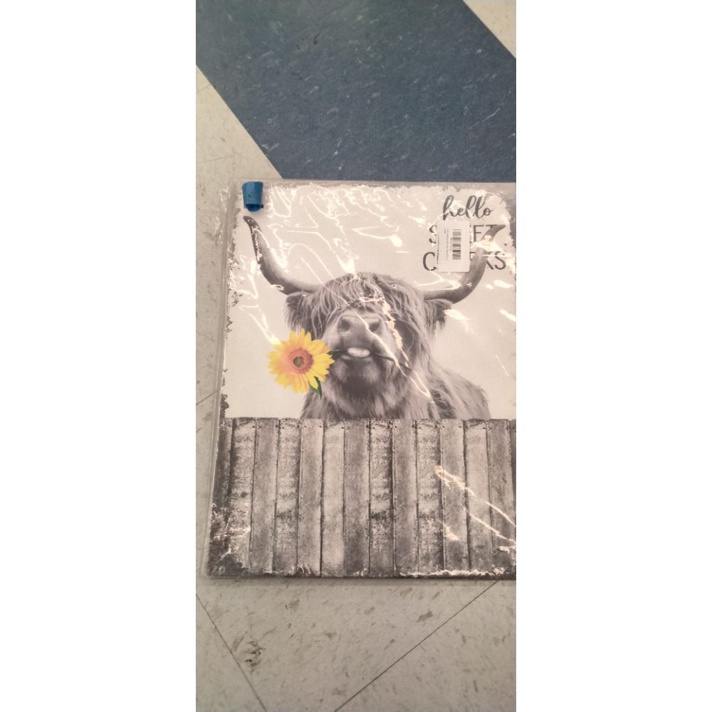 Hello Sweet Cow Bathroom Decor Wall Art Highland Cow Poster Funny Cow Pictures Rustic Farmhouse Cow Canvas Print Black and White Painting Animal Wall DÃƒÂ©cor Framed Artwork 12"x16"