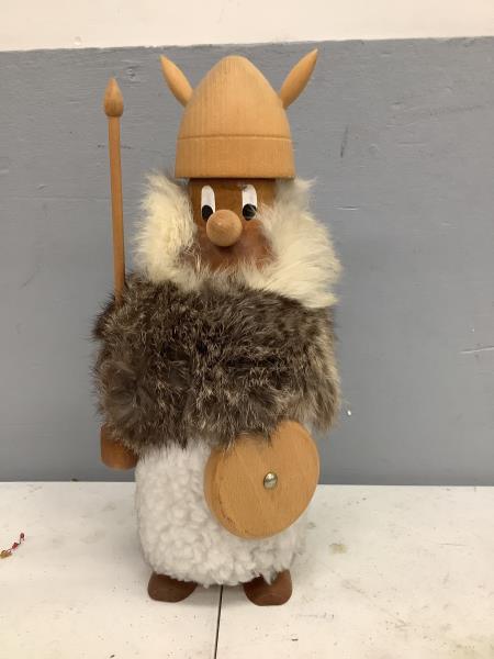 Wooden Viking Figure - Decorative Figurine with Spear and Shield Retail $34.99
