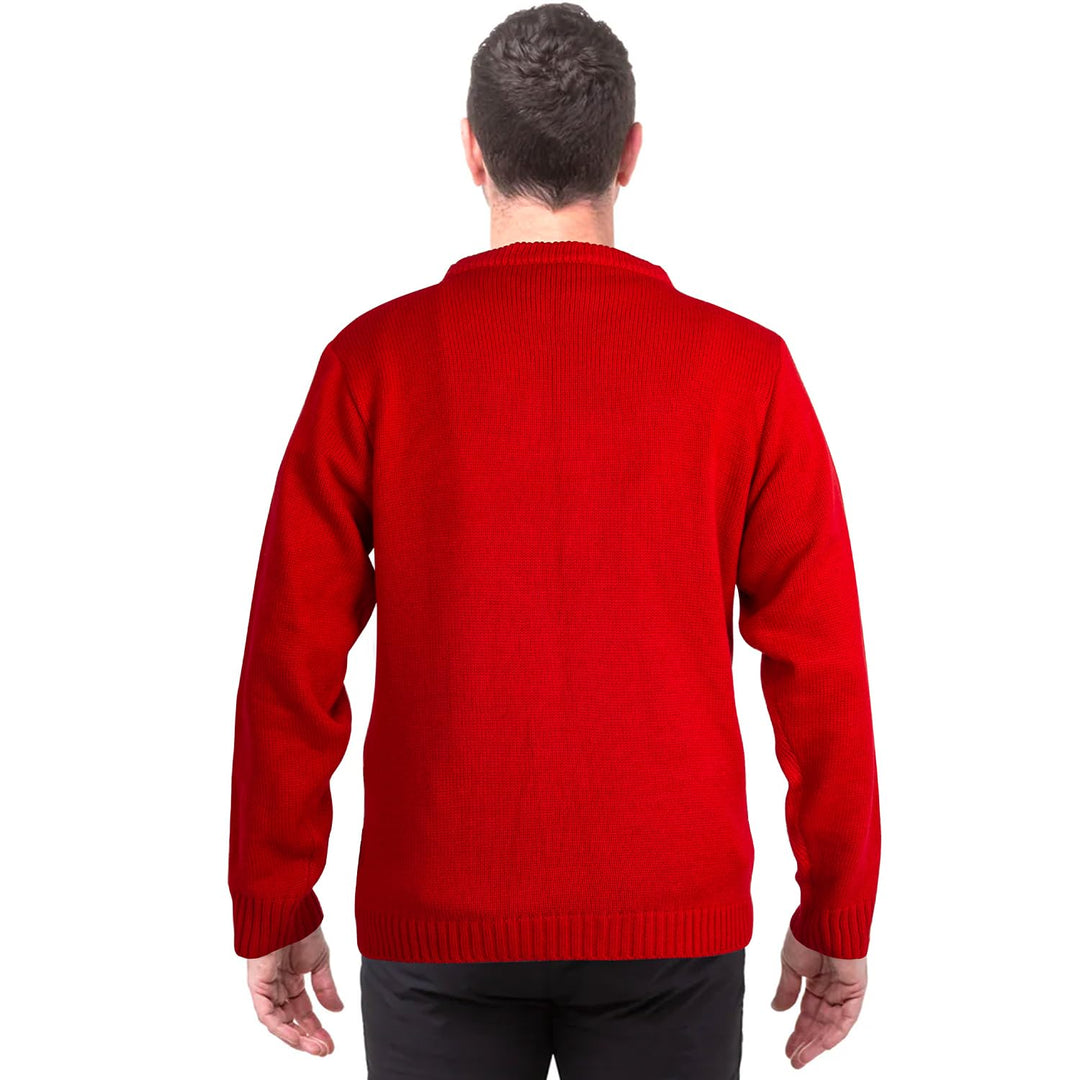 Men's Ugly Christmas Sweaters, Funny Novelty 3D Tinsel Santa Claus Knit Sweater for Adults, Traditional Crewneck Long Sleeve Pullover for Holiday Party Festive Decorations, Medium Red Retail $35.00