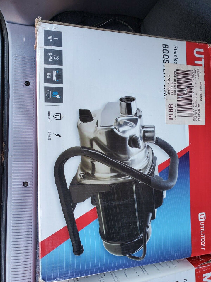 Utilitech 1-HP Stainless Steel Lawn Pump Booster Pump Sprinkler Pump Brand New
