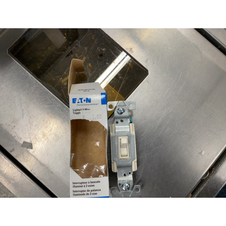 Eaton Lighted 3-Way Toggle Switch - Almond