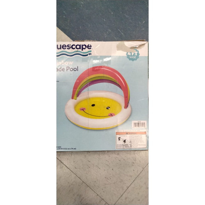 Bluescape 48â€ X 31â€ Inflatable Smiley Kiddie Pool with Rainbow Sunshade  Ages 2 & up