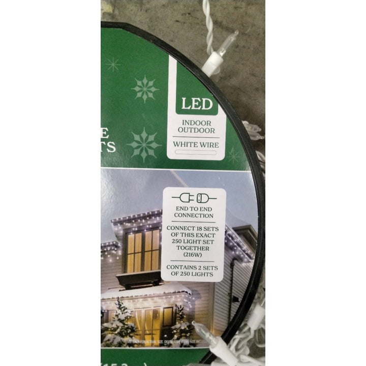Holiday Time 500 Cool White Icicle Lights - LED, Indoor/Outdoor, 50 ft Lighted Length Retail $35.00