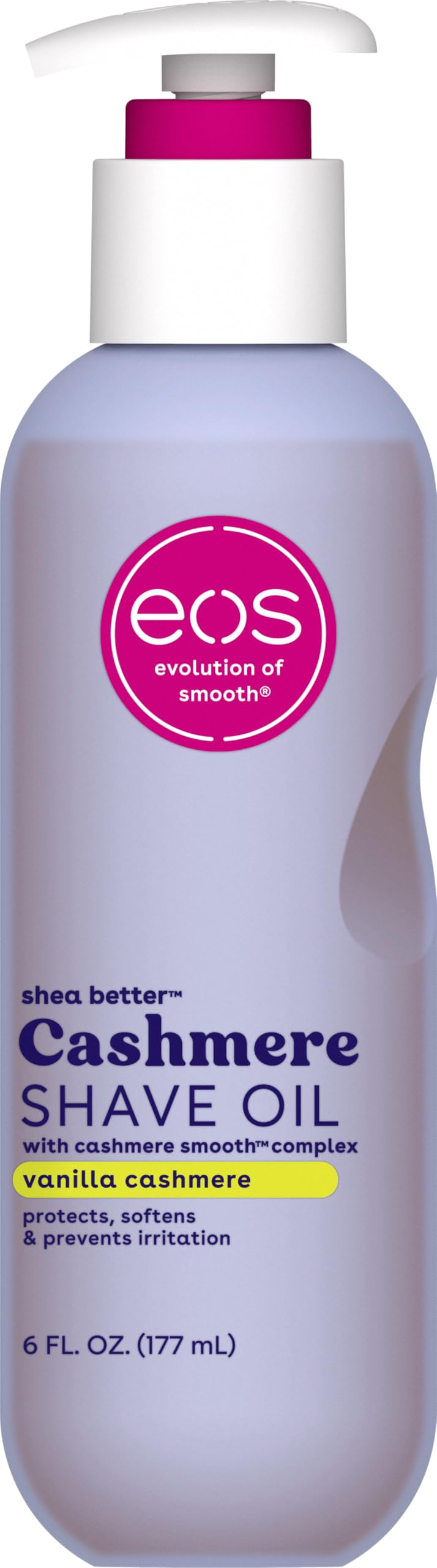 eos Cashmere Shave Oil Ã¢â‚¬â€œ Vanilla Cashmere, Moisturizing Shave Oil with Shea Butter & Glycerin, Helps Prevents Irritation & Razor Burn, Vegan, 6 fl oz