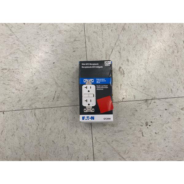 Eaton Slim GFCI Receptacle, GF20W, 20A 125V