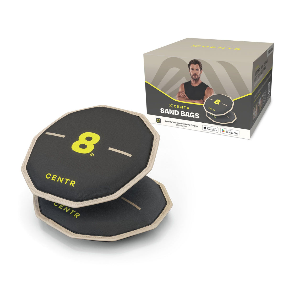Centr By Chris Hemsworth Sand Bags, Long-Lasting Neoprene Free Weights, 8 lb, 2-Pack + 3-Month Membership