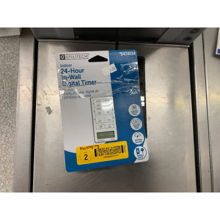 Utilitech Indoor 24-Hour In-Wall Digital Timer - Digital, Battery Backup, Single Pole