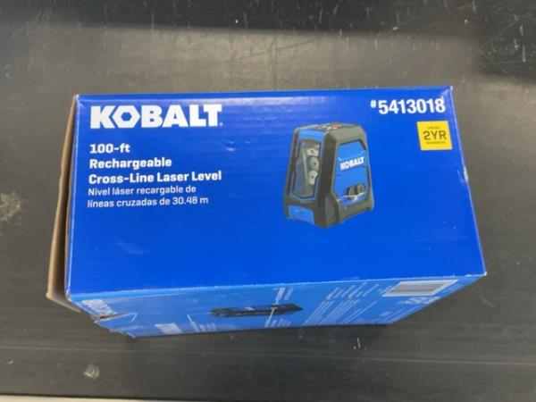 Kobalt 5413018 100-ft Rechargeable Cross-Line Laser Level - Green Laser, Water Resistant Retail $79.00