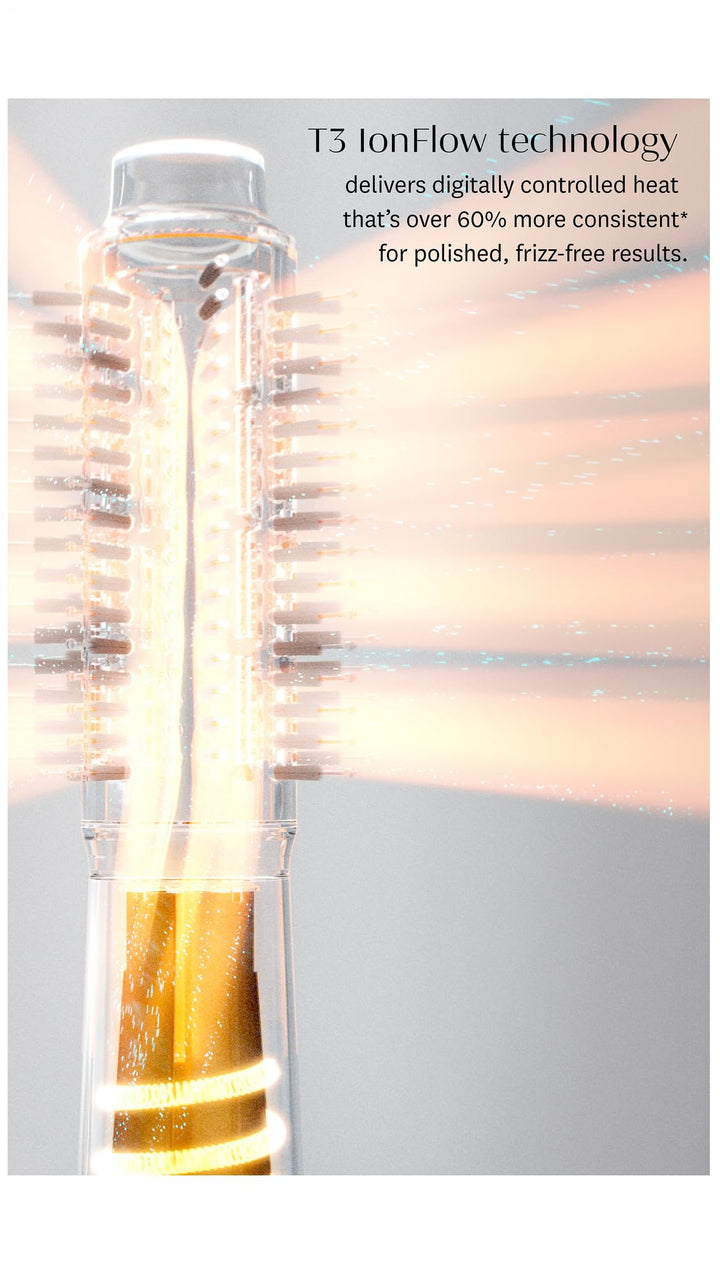 T3 AireBrush Duo Interchangeable Hot Air Blow Dry Brush with Two Attachments Includes 15 Heat and Speed Combinations, T3 IonFlow Technology, Volume Booster Switch, Lock-in Cool Shot