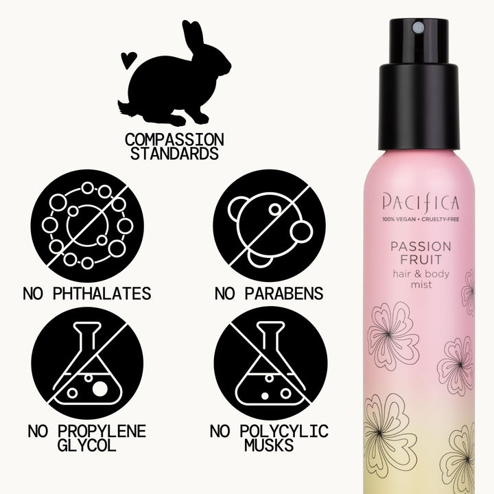Pacifica Hair Mist Perfume & Full Body Spray for Women - Passion Fruit Body Mist Fragrance w/Pineapple, Orange Blossom, Vanilla, Sandalwood & Bergamot Ã¢â‚¬â€œ Alcohol-Free, Vegan & Cruelty-Free, 5 oz