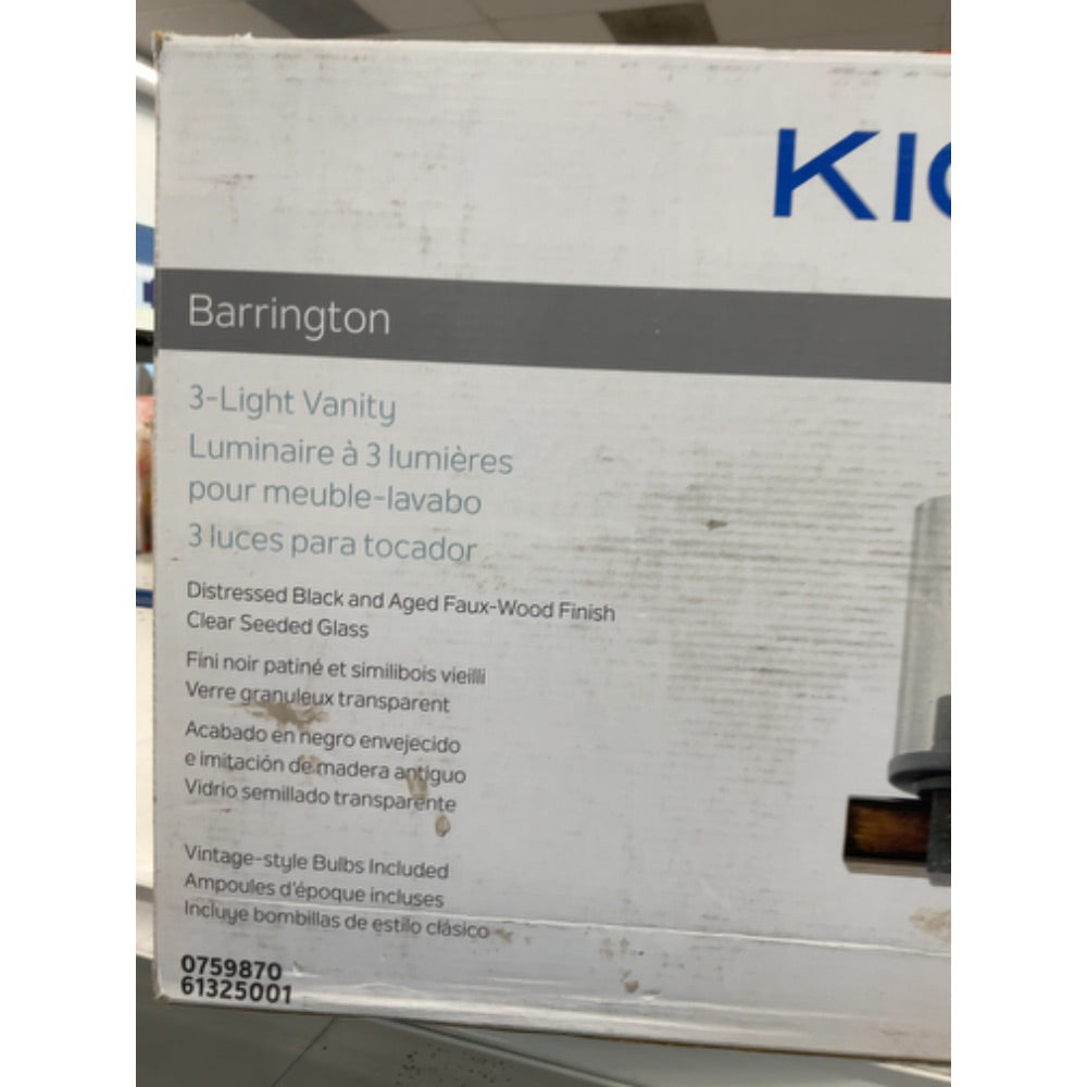 Kichler Lighting 3 Light Barrington Distressed Black and Wood Bathroom Vanity Light